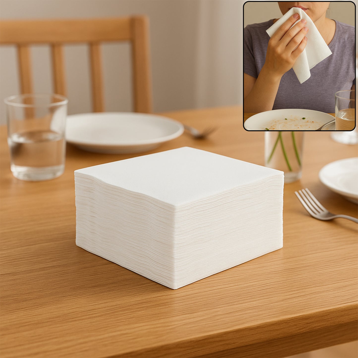Soft  Absorbent Disposable Tissue Paper  Napkins Set (50 Pc)