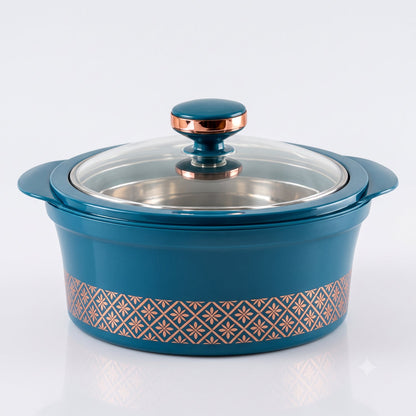 Crystal Casserole With Stainless Steel Inner Bowl And Glass Lid (3500 Ml)