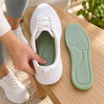 Pair of Wukusy soft foam shoe insoles with textured surface for daily wear, size 45-46, shown in the image.