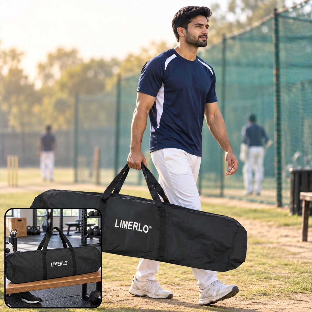 Wukusy large sports kit bag with full zip closure, carry handles, 113x34 cm, made for convenient sports gear storage.