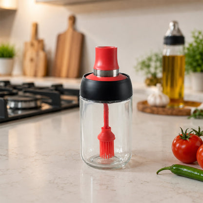 250 Ml Glass Oil Dispenser Bottle With Silicone Brush For Kitchen Cooking (1 Pc)