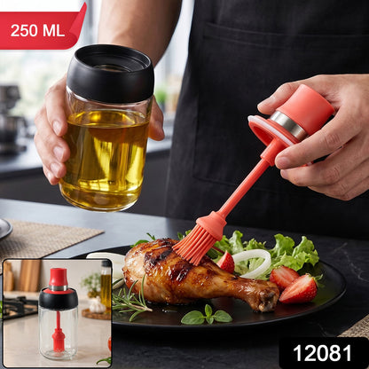 250 Ml Glass Oil Dispenser Bottle With Silicone Brush For Kitchen Cooking (1 Pc)