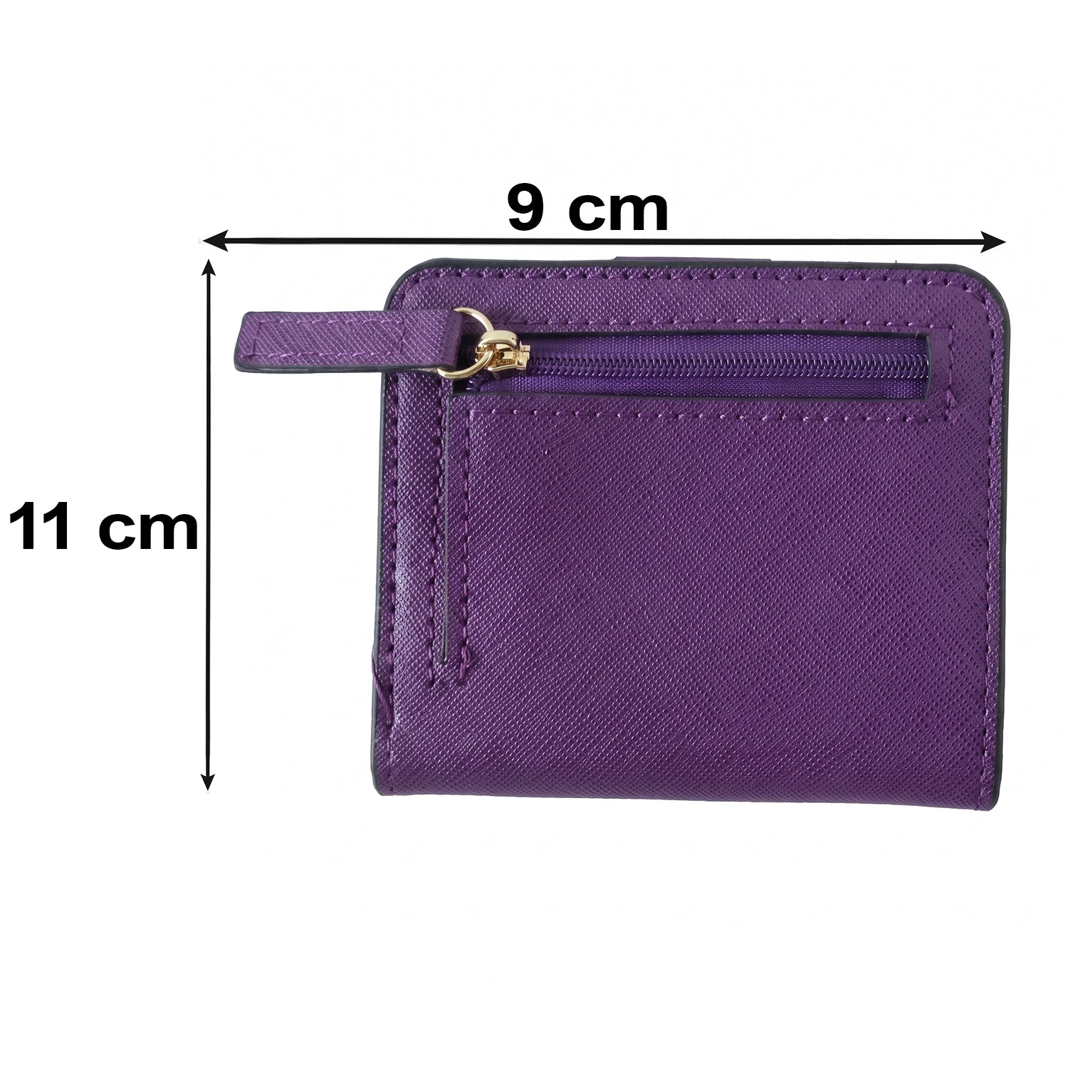 Compact Pu Leather Bifold Wallet With Coin Zip Card Slots And Id Window (1 Pc)