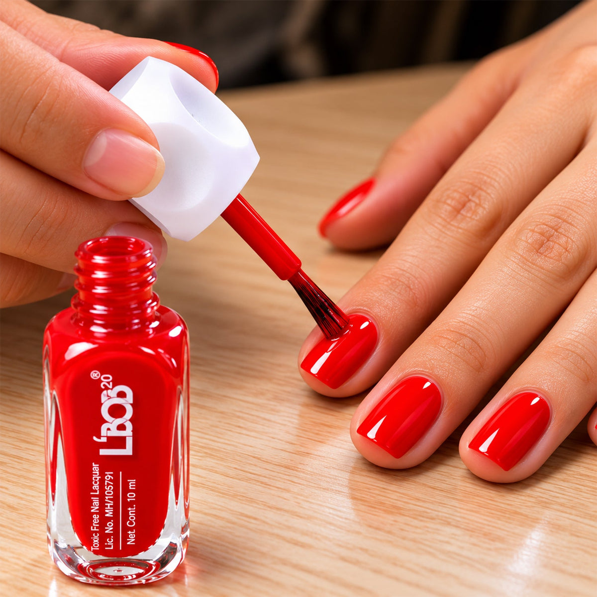 Wukusy classic red nail polish with matte finish, 10ml bottle, featuring brush applicator, displayed on a neutral background.