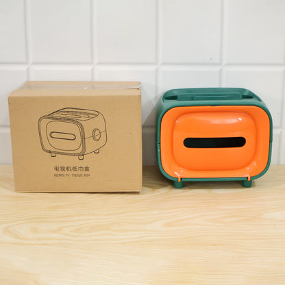 Plastic Desktop Tissue Storage Box With Top Organizer For Home And Office (1 Pc)