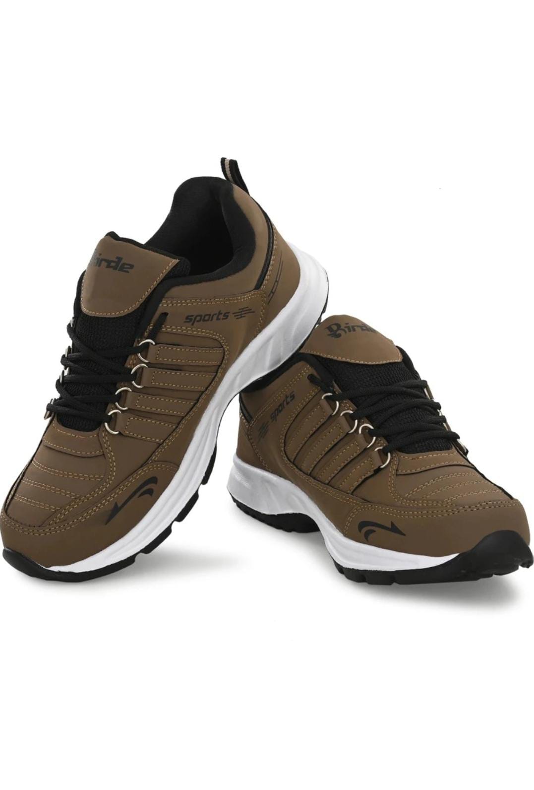 Brown men's sports shoes by Drpshippr featuring breathable mesh and cushioned soles for outdoor activities and athletic wear.
