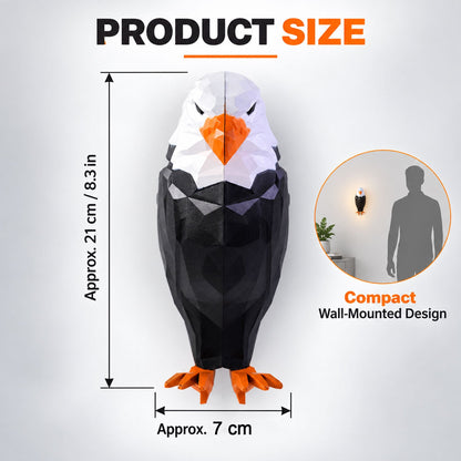 Wukusy eagle-shaped LED ambient wall light with remote and magnetic holder, mounted on a wall for decorative lighting.