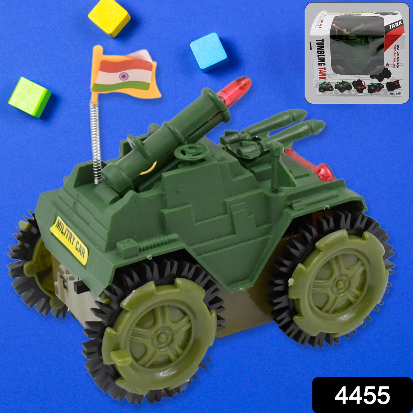 Wukusy Children's Joy Tumbling Tank Toy Car with colorful design and sturdy plastic body, ideal for kids' active play.