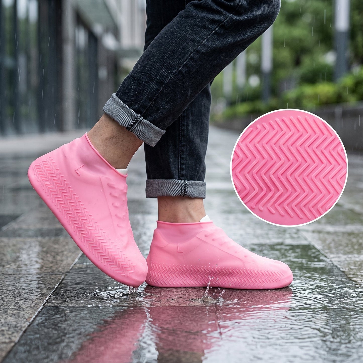 Large Size Reusable Waterproof Shoe Cover Silicone Rain Protector (1 Pair)