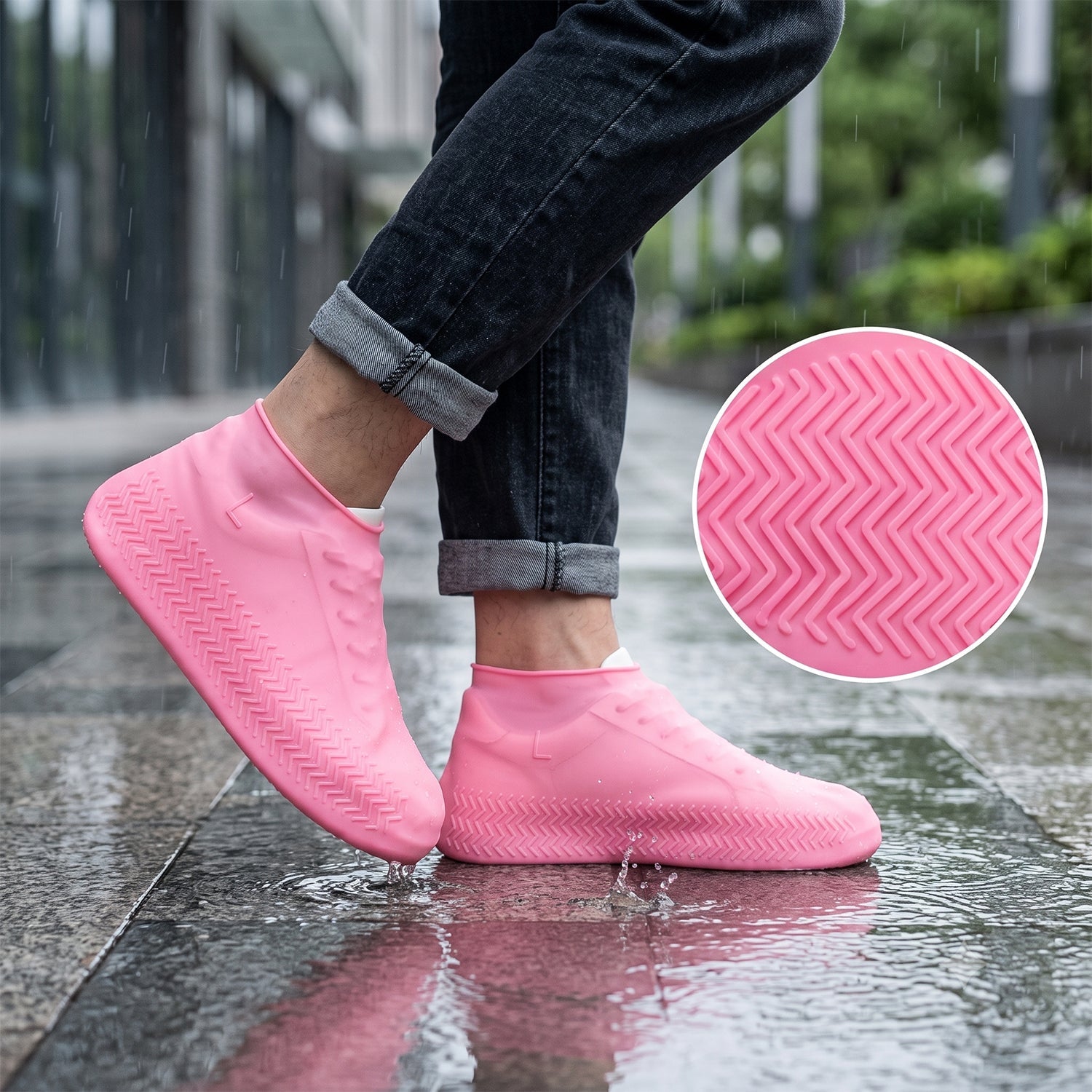Large Size Reusable Waterproof Shoe Cover Silicone Rain Protector (1 Pair)