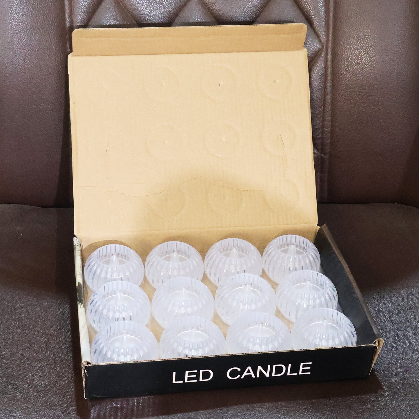 Set Of 12 Led Crystal-effect Flameless Smokeless Decorative Candles
