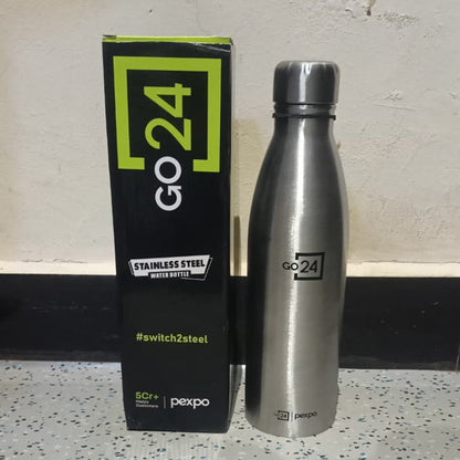 Wukusy stainless steel water bottle with screw cap, 1000ml capacity, suitable for office and travel, shown with sleek design