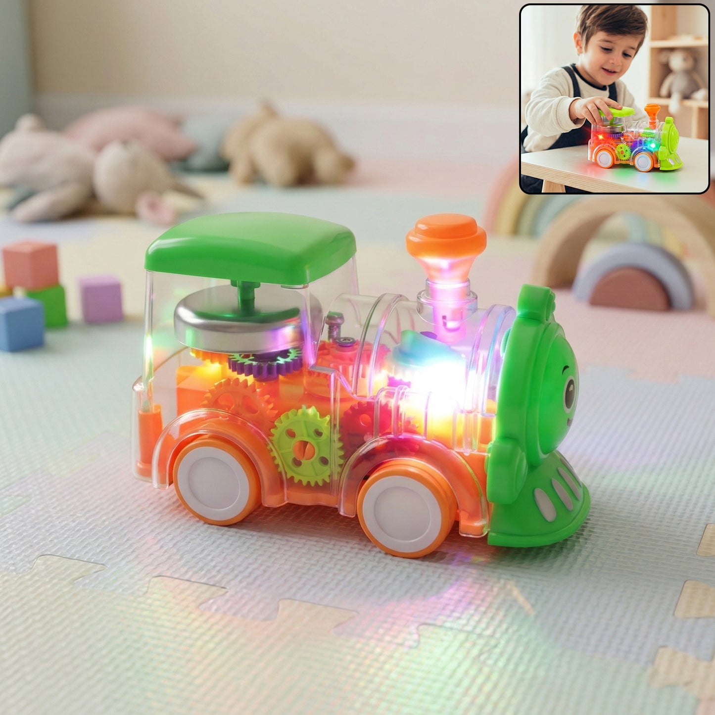 Kids Musical Light-up Transparent Train Toy (1 Pc)