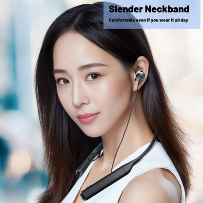 Black Charkee NB-804 wireless neckband in-ear Bluetooth headphones with music controls and 20-hour playback.