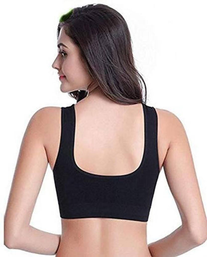 Women's Nylon & Cotton Non Padded Non-Wired Sports Bra Combo of 3