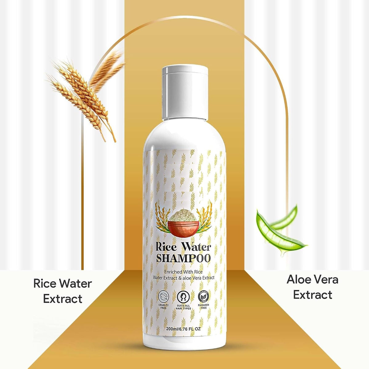 Dropdash Rice Water Hair Shampoo bottle, paraben and sulfate-free, with a clean, minimalist design and natural ingredients label.