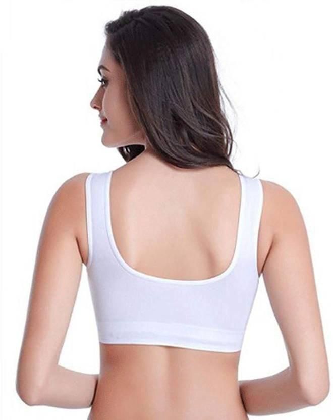 Women's Nylon & Cotton Non Padded Non-Wired Sports Bra Combo of 3