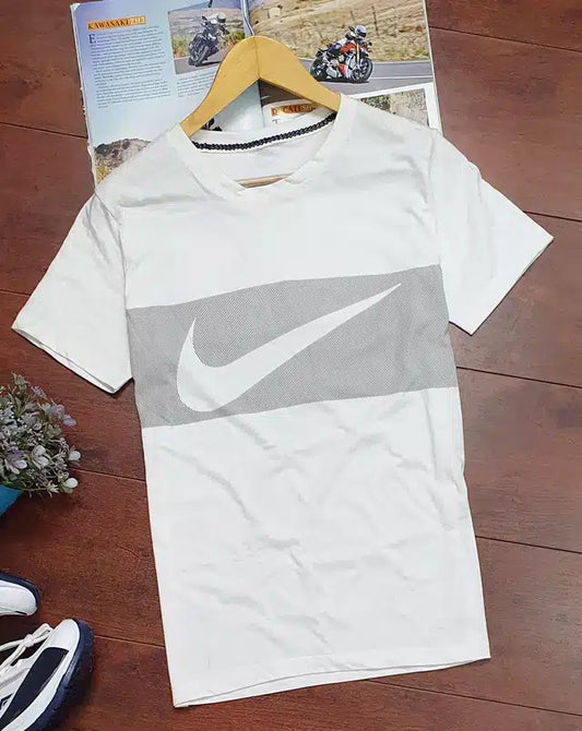 Half Sleeves Casual T-shirt for Men (White, M)