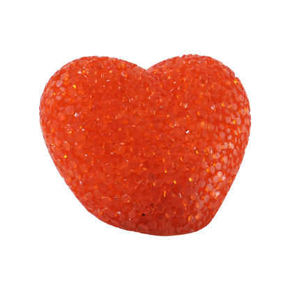 Heart-shaped LED night lamp with crystal texture emitting a soft red glow, perfect for cozy bedroom decor by Wukusy.