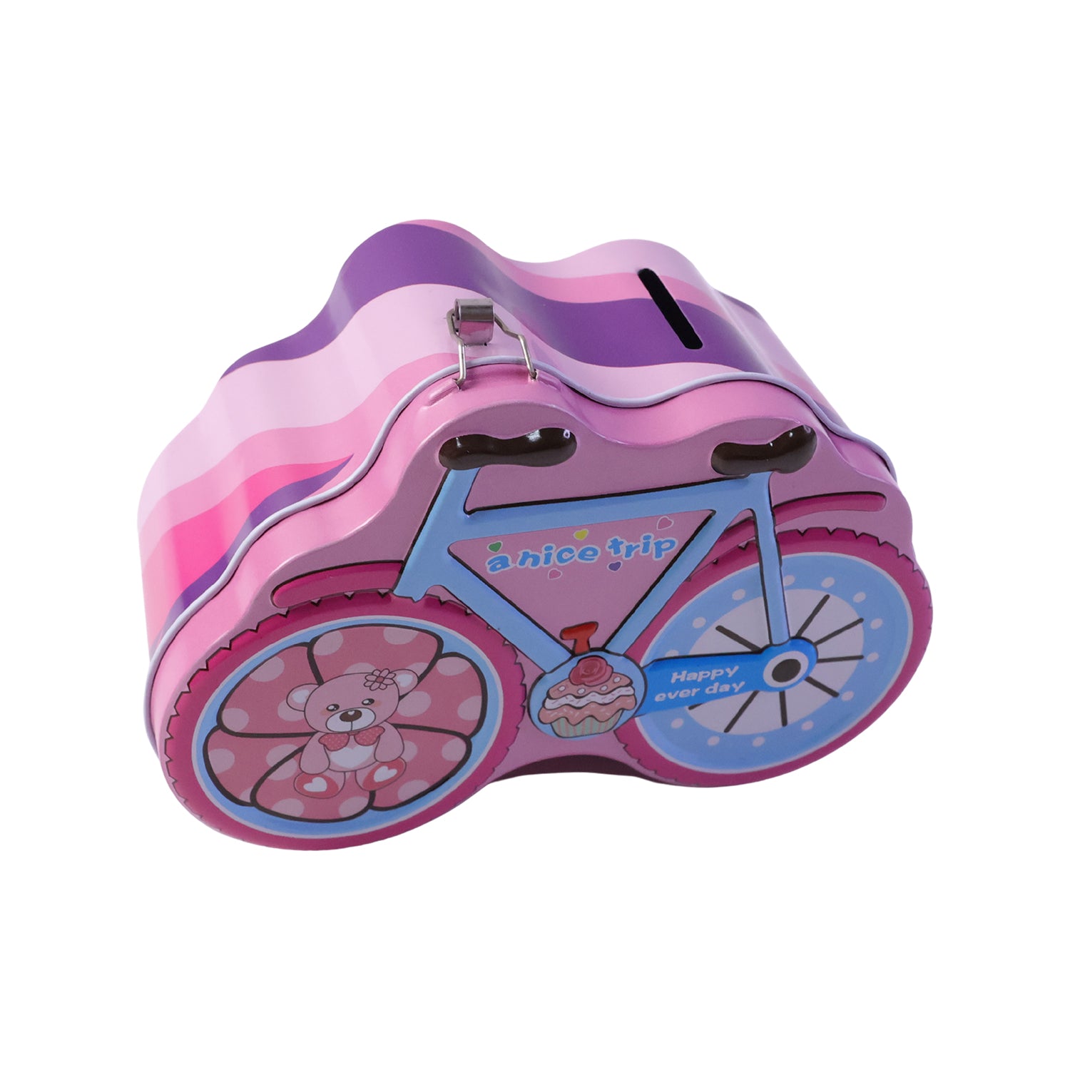 Bicycle Shape Piggy Bank With Lock  Key 1 Pc
