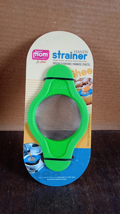 Stainless Steel Mesh Strainer With Dual Handle Plastic Frame (1 Pc)