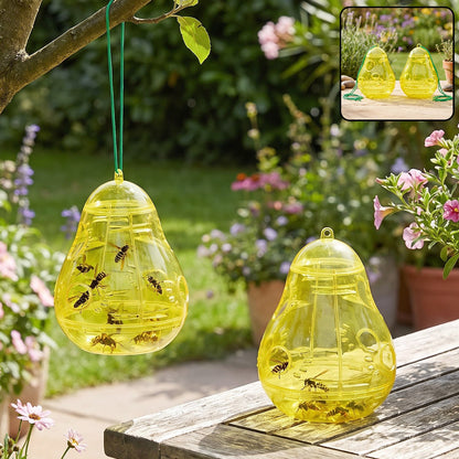 Plastic Hanging Wasp Catcher Outdoor Reusable Insect Trap For Garden Use (2 Pc)
