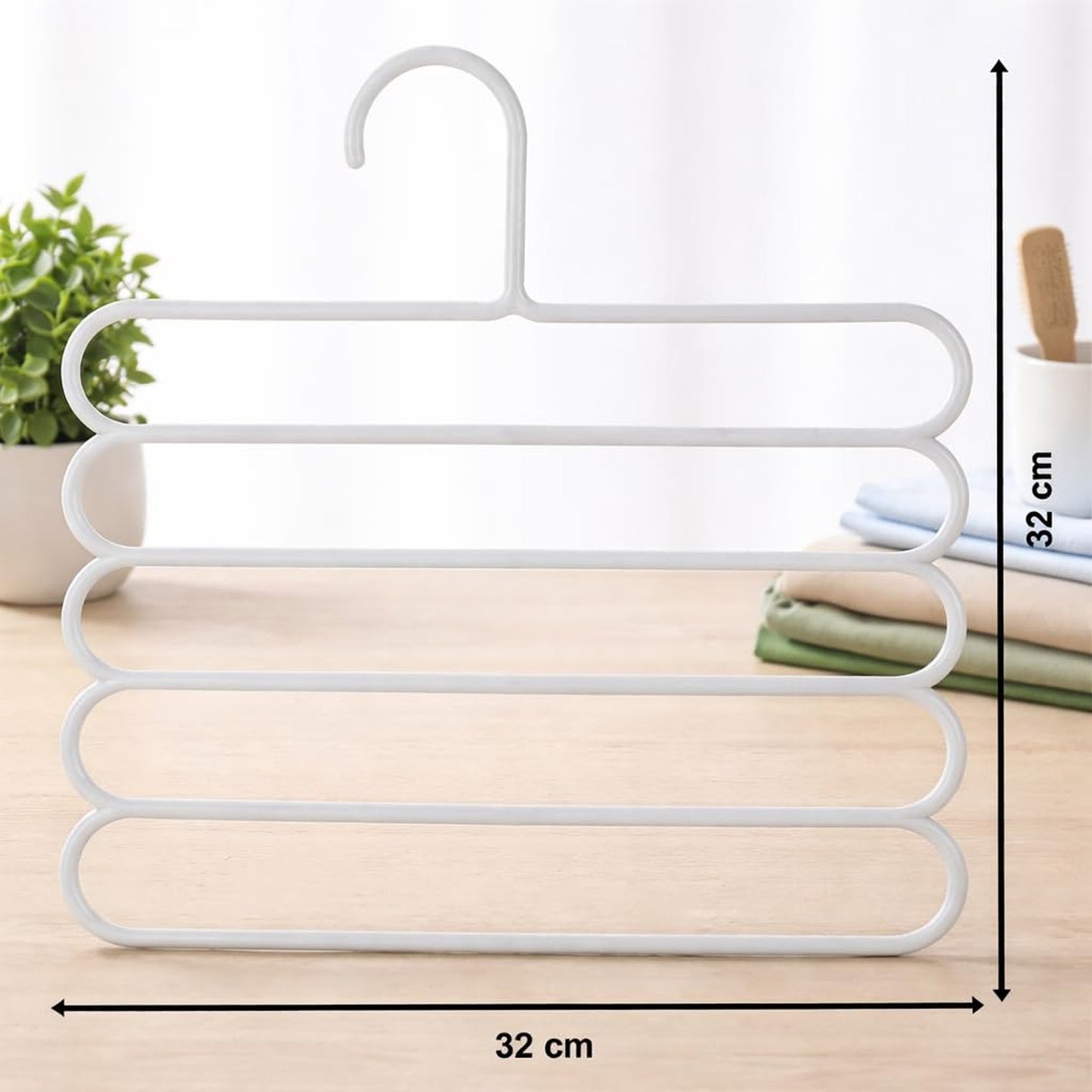 Large 5 In 1 Plastic Multipurpose Clothes Hanger For Scarves  Trousers (1 Pc)
