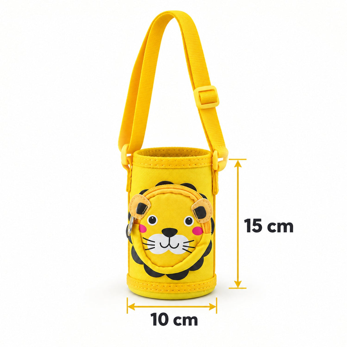 Kids Water Bottle Carrier Sling Pouch Bag With Strap Cute Animal Design (1 Pc)