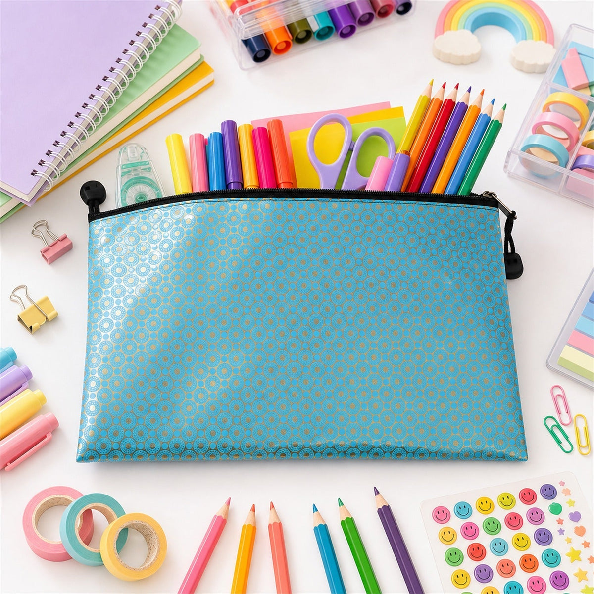 Pencil Zipper Pouch  Bright Spacious  Durable Stationery Bag