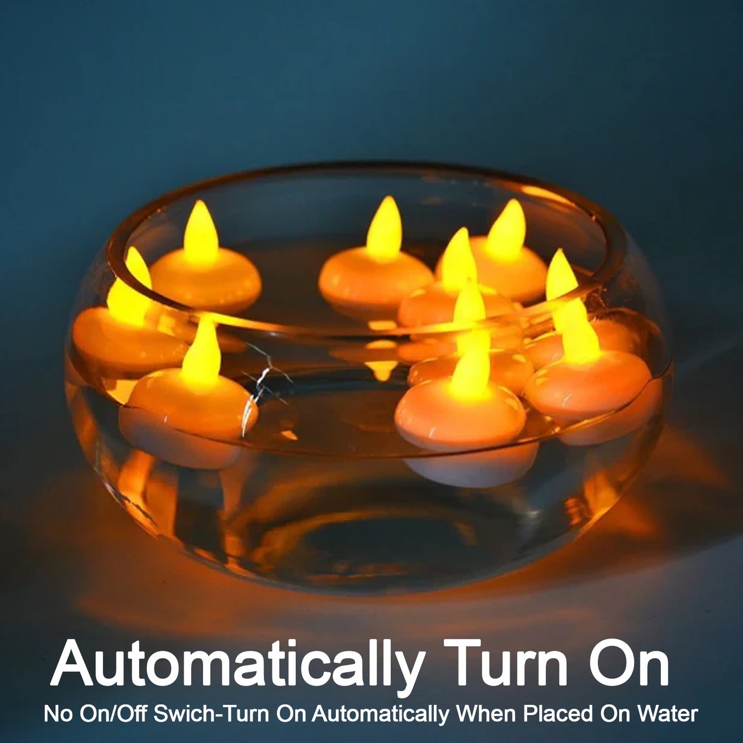 Wukusy set of 12 flameless floating candles, battery-operated tea lights, ideal for wedding home decor and decorative displays