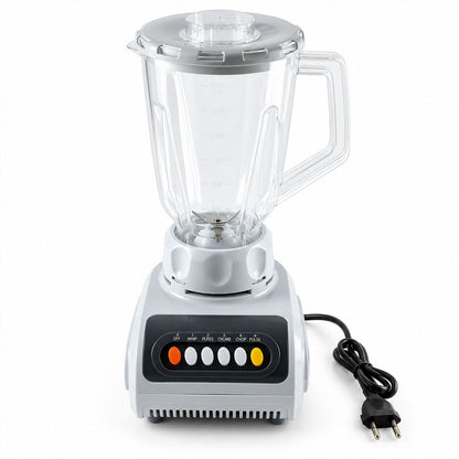 Wukusy 2-in-1 electric mixer grinder and blender for smoothies and kitchen prep, showing the compact appliance with blending jars.