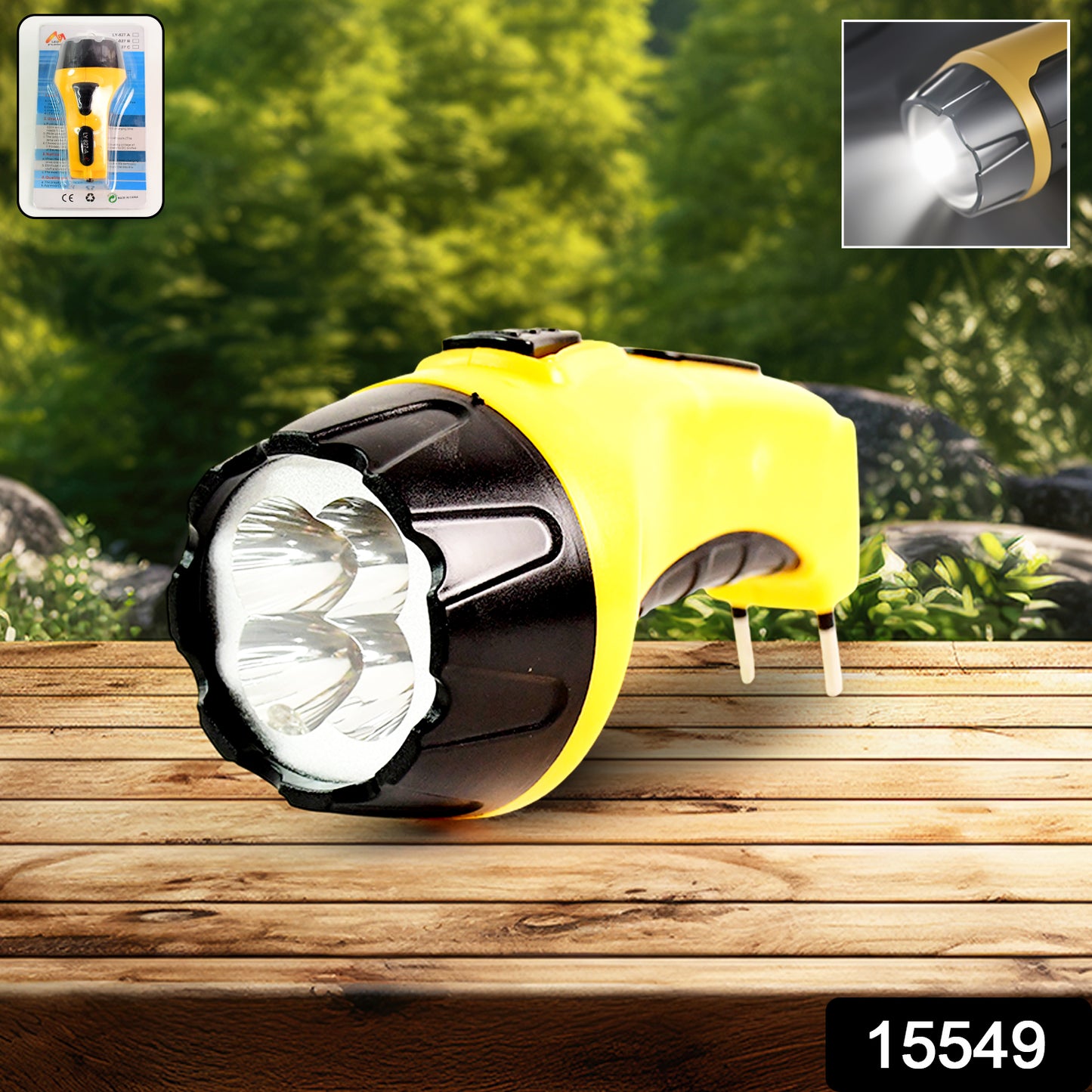 Rechargeable Led Torch Flashlight  High-power Handheld Emergency Light With Built-in Plug