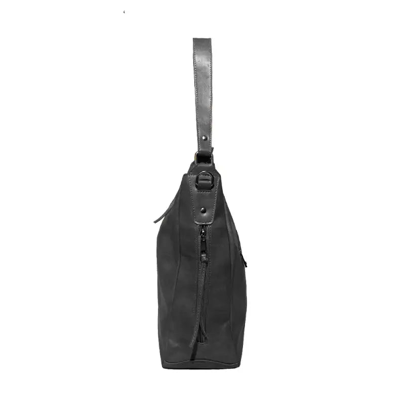 Black Vegan Leather Shoulder Bag | Spacious, Water-Resistant, Lightweight & Adjustable Strap