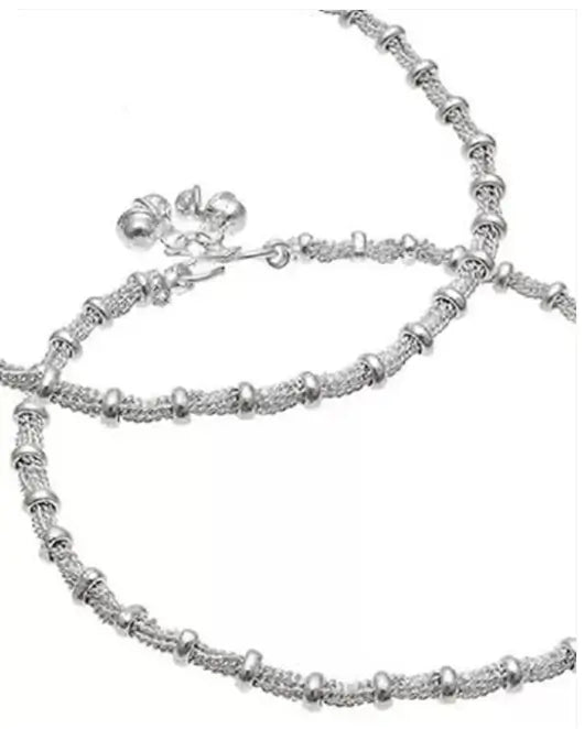Fancy Matte Finish Payaliya – 2 Pair Chain Anklets for Women & Girls, Sterling Brass & Copper, Standard Free Size