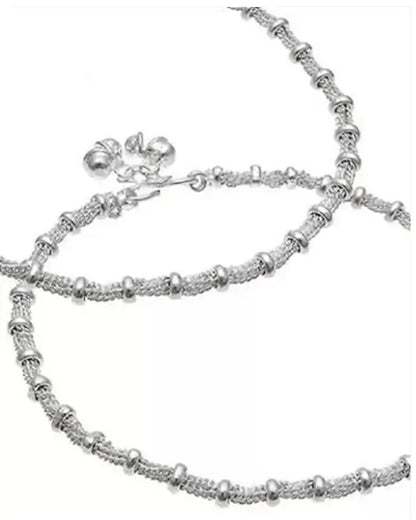 Fancy Matte Finish Payaliya – 2 Pair Chain Anklets for Women & Girls, Sterling Brass & Copper, Standard Free Size