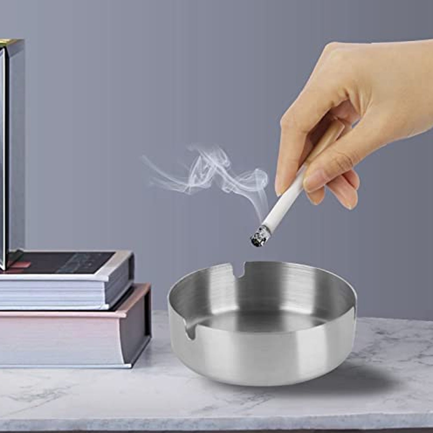 Round Tabletop Cigarette Ashtray With Multiple Rest Slots (1 Pc)