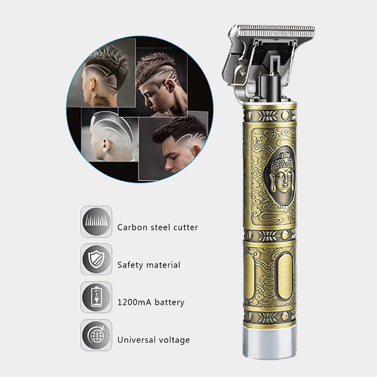 Wukusy 6324 men's hair trimmer with adjustable blade, professional hair clipper and shaver for styling and grooming.