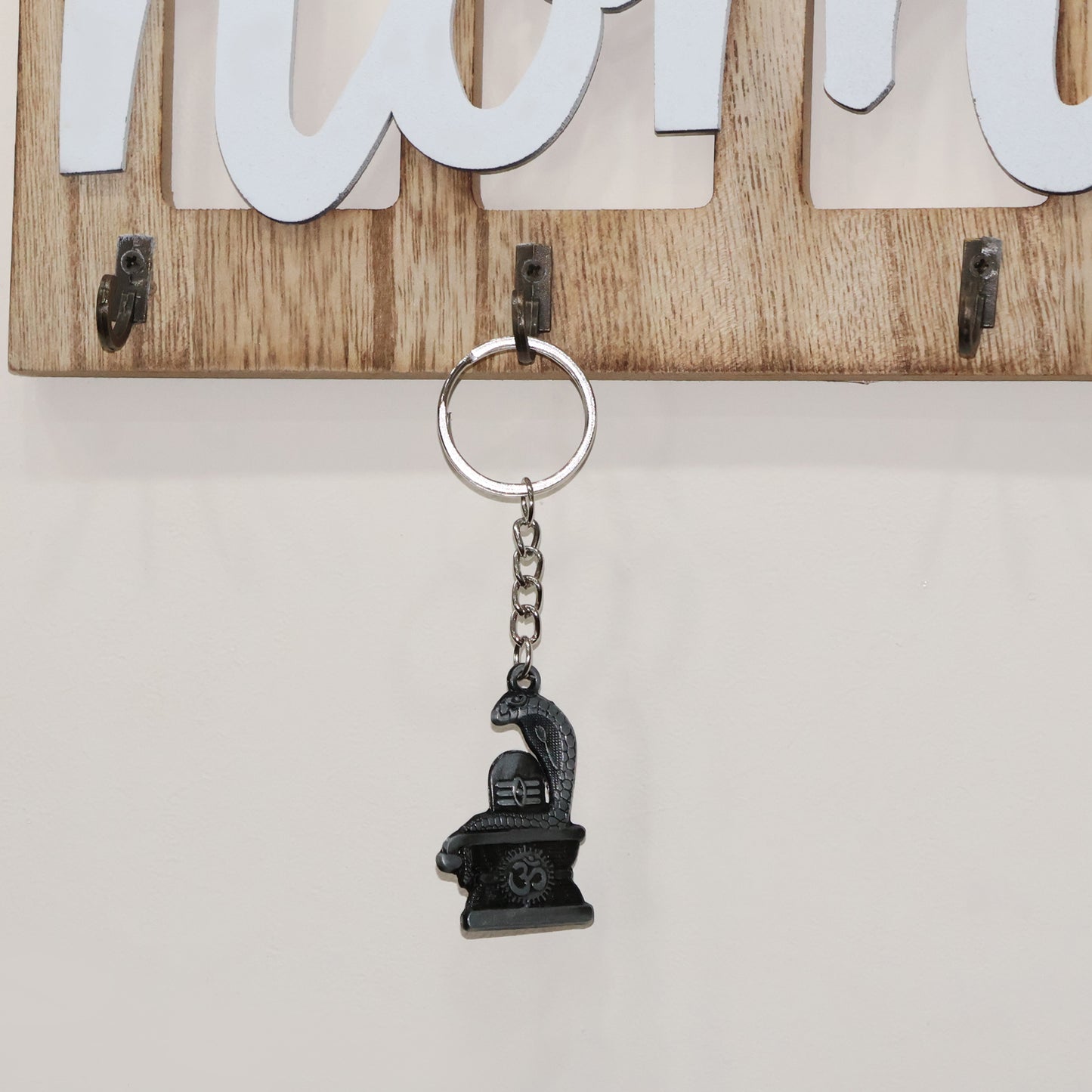 Shivling With Snake Design Silver Keychain (1 Pc)
