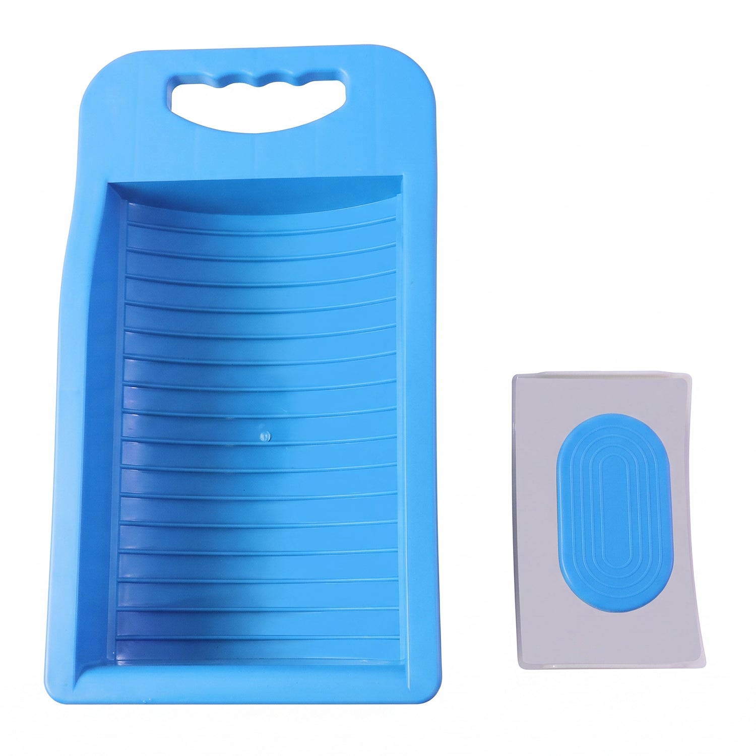 Portable plastic mini washing board with soap holder for laundry, ideal for washing socks and small clothes by Wukusy.