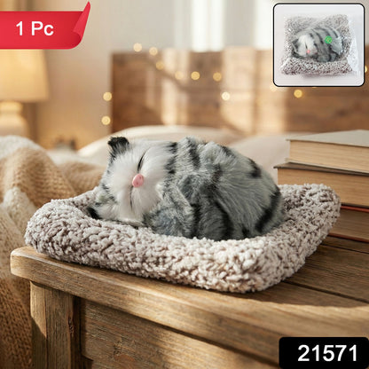 Soft Plush Cute Closed-eye Cat Car Dashboard Showpiece Toy (1 Pc)