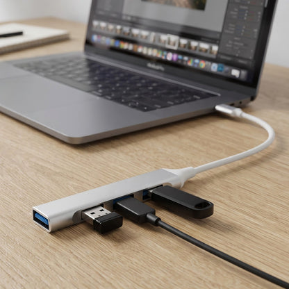 Type C To Four Port Usb Hub Multi Interface Adapter For Laptop And Phone (1 Pc)
