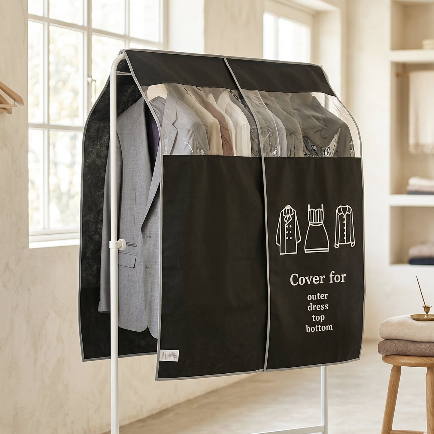 Hanging Garment Dust Cover  Keeps Clothes Neat  Dust-free