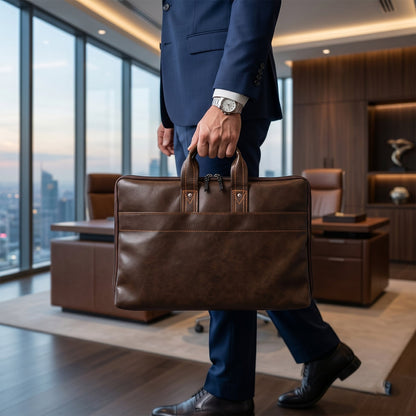 Leather Laptop Bag  Stylish  Durable Office Briefcase