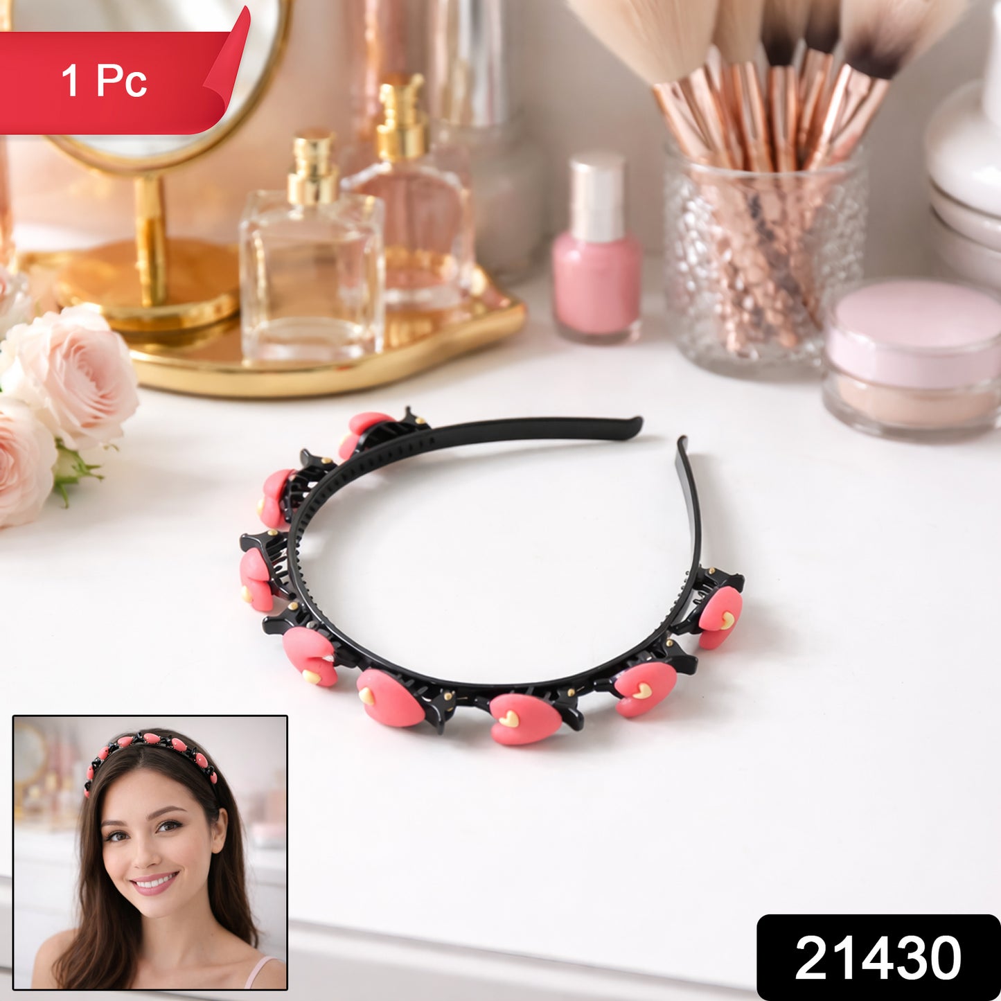 Cute Heart Design Decorative Hairband For Women  Girls (1 Pc)