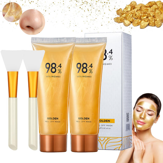 98.4% Gold Facial Mask, 24K Golden Peel Off Mask Blackhead Remover Mask ( Pack Of 2 )