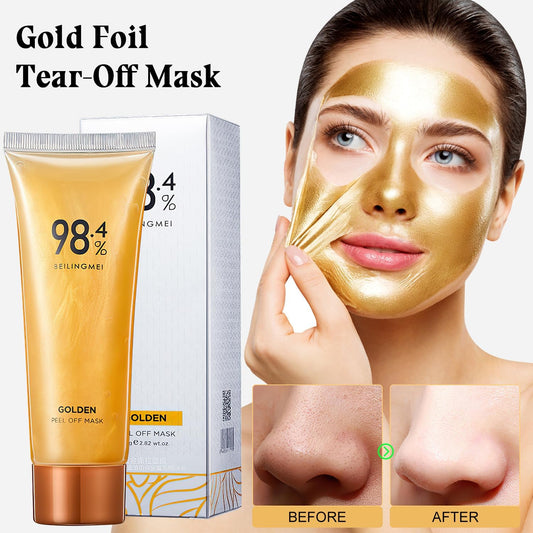 98.4% Gold Facial Mask, 24K Golden Peel Off Mask Blackhead Remover Mask ( Pack Of 2 )