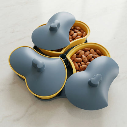 Multipurpose 3 Section Snack Serving Tray With Lid (1 Pc)