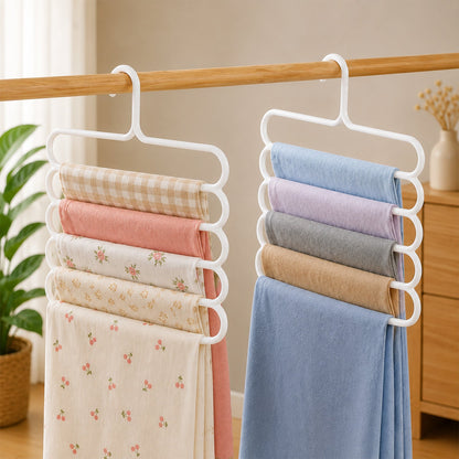 Large 5 In 1 Plastic Multipurpose Clothes Hanger For Scarves  Trousers (1 Pc)