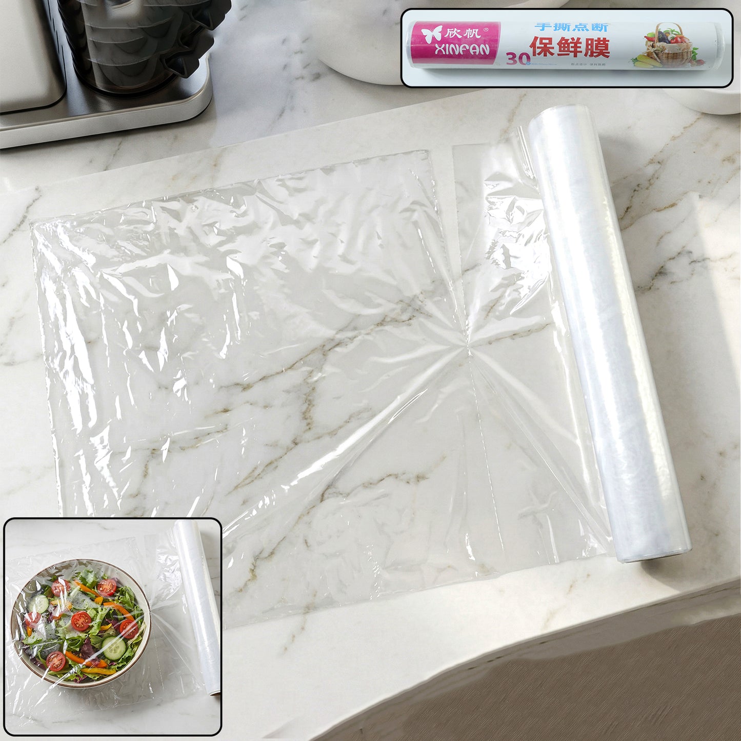 Food Grade Cling Wrap Roll (30 Bag 300x300 Mm)