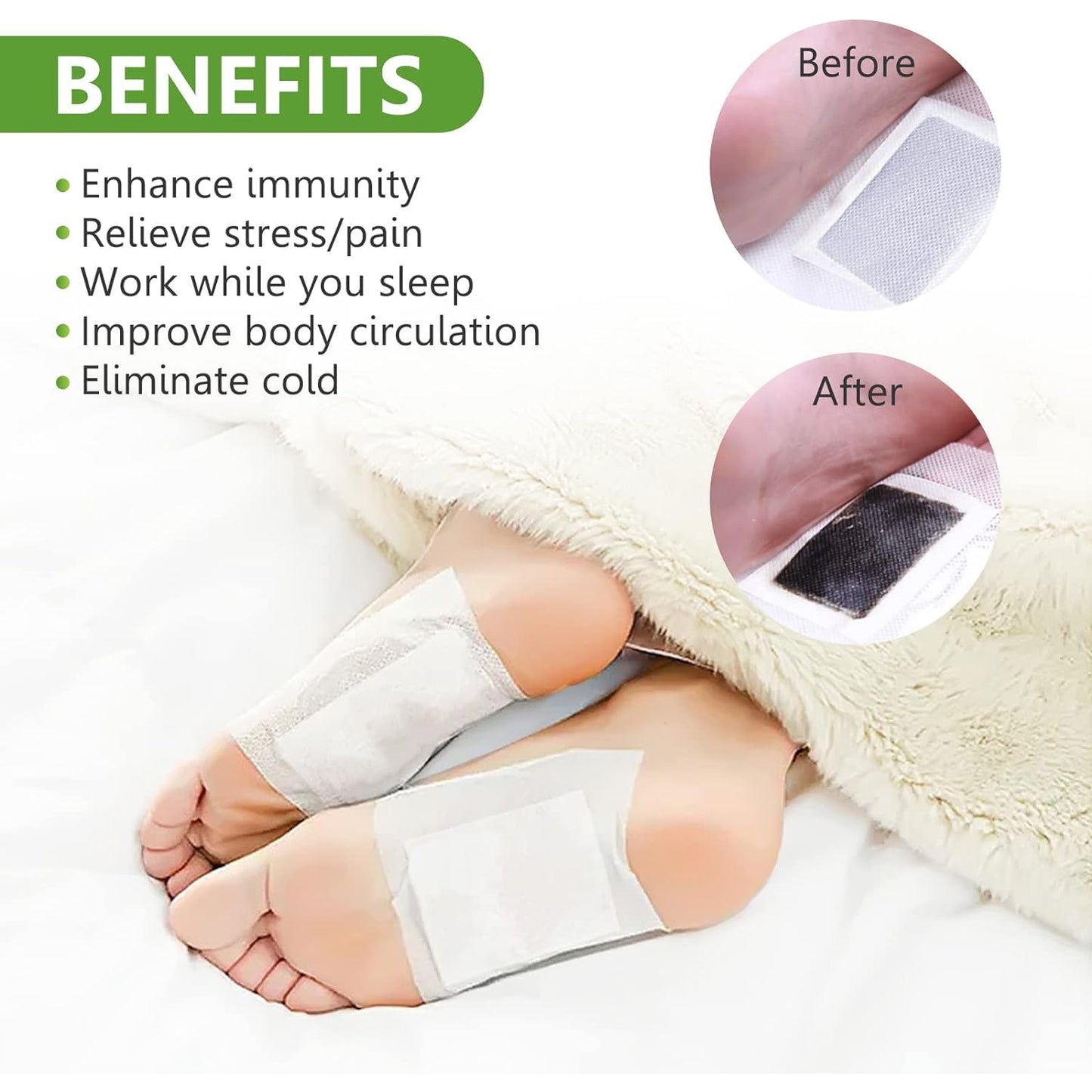 Detox Foot Pads With Ginger  Salt  10 Pcs  Velvet Wellness